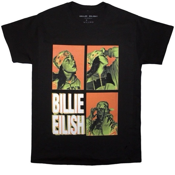 Billie Eilish Other - Billie Eilish 3 Photo Graphic Short Sleeve Cotton Lash Music T-Shirt XXL